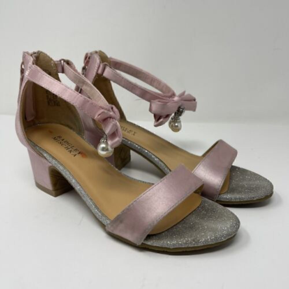 Kids Dress Shoes Girls Badgley Mischka Size 1 Heels Sparkly Gold Pernia Velma